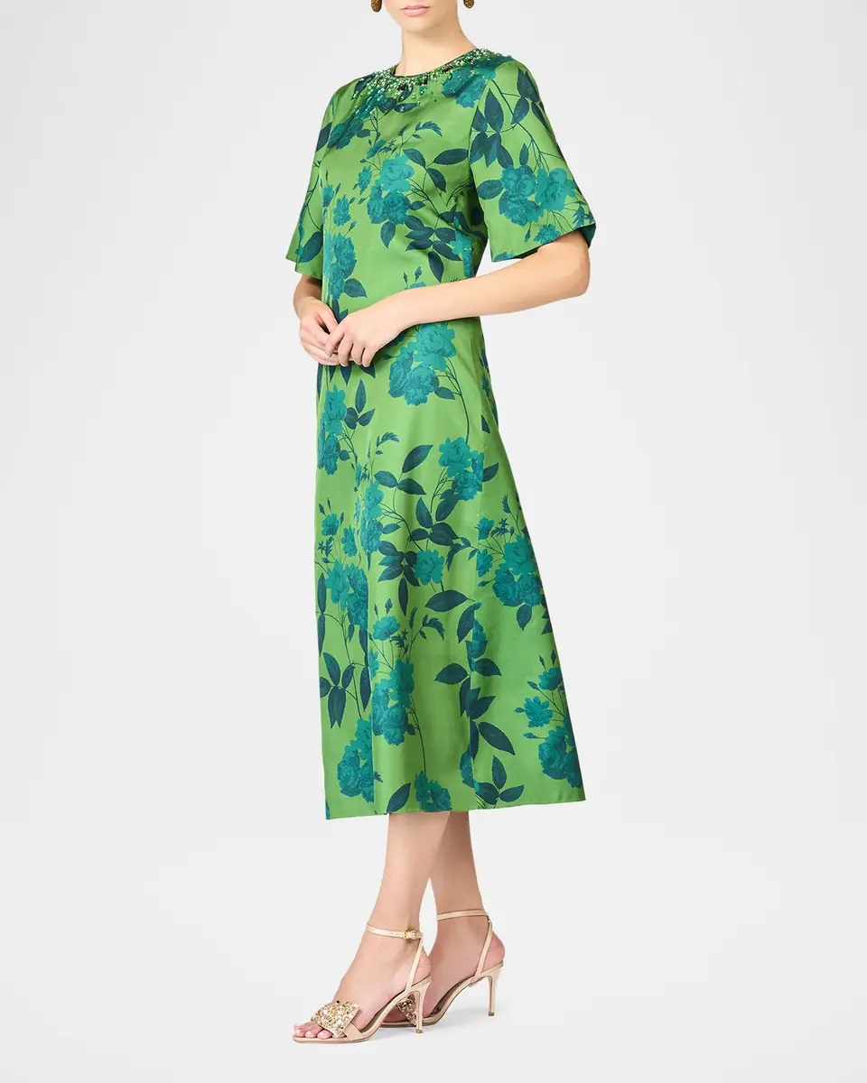 Sachin & Babi Lemie Beaded Floral-Print Twill Midi Dress | Thumbnail 4