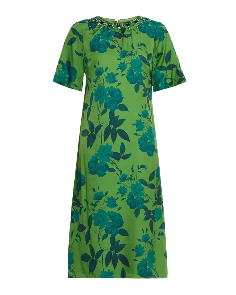 Sachin & Babi Lemie Beaded Floral-Print Twill Midi Dress | Image 1 Sachin & Babi Lemie Beaded Floral-Print Twill Midi Dress | Image 1