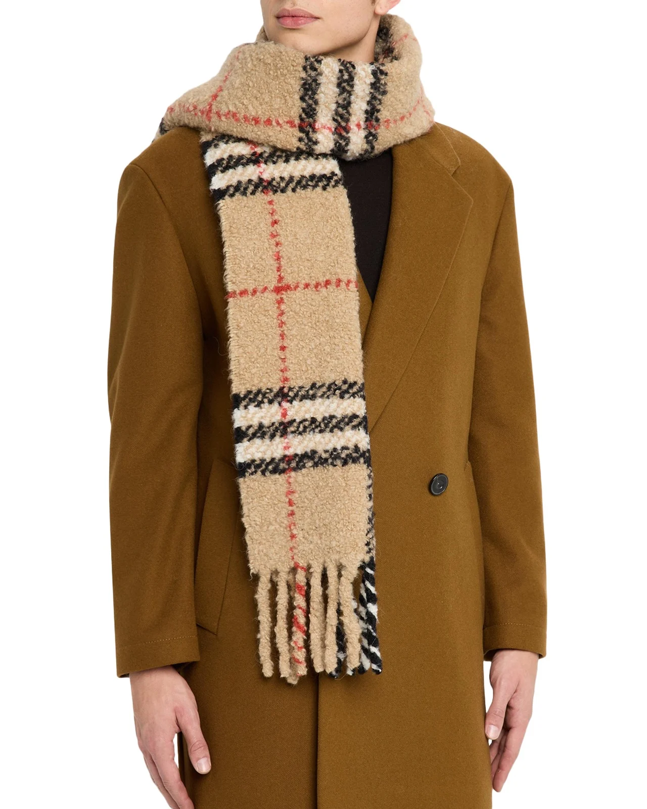 Men's Check Cashmere Bouclé Scarf Men's Check Cashmere Bouclé Scarf