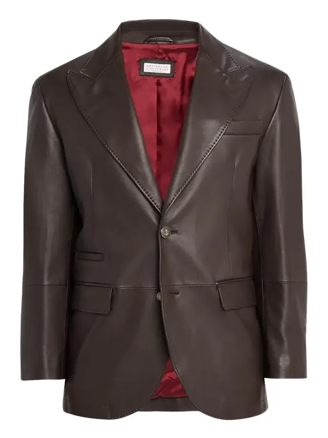 Men's Matte Calfskin Peak Lapel Blazer Men's Matte Calfskin Peak Lapel Blazer