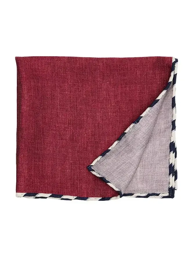 Men's Double-Face Stripe-Trim Silk Pocket Square