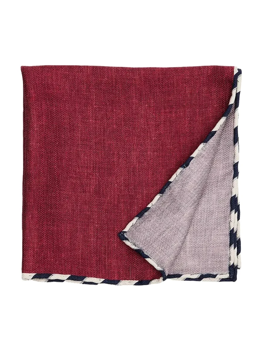 Men's Double-Face Stripe-Trim Silk Pocket Square