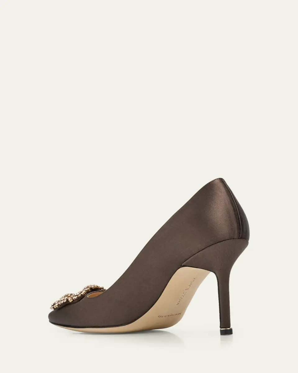 Manolo Blahnik 90mm Hangisis Satin Pumps with Crystal Buckle | Thumbnail 4 Manolo Blahnik 90mm Hangisis Satin Pumps with Crystal Buckle | Thumbnail 4