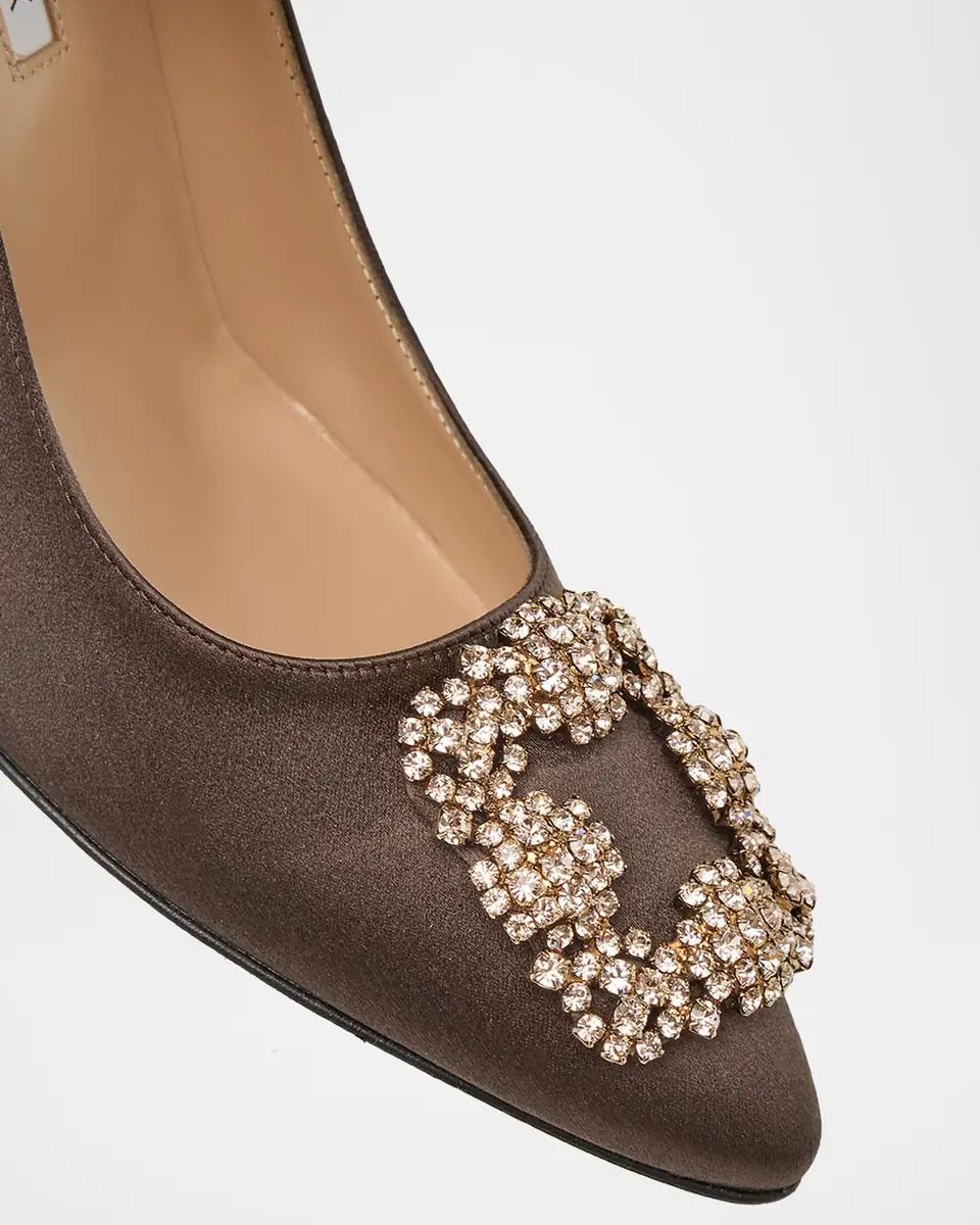 Manolo Blahnik 90mm Hangisis Satin Pumps with Crystal Buckle | Thumbnail 9 Manolo Blahnik 90mm Hangisis Satin Pumps with Crystal Buckle | Thumbnail 9