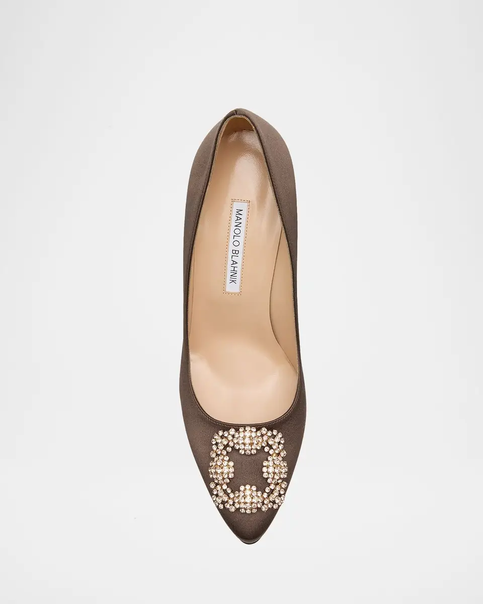 Manolo Blahnik 90mm Hangisis Satin Pumps with Crystal Buckle | Thumbnail 10 Manolo Blahnik 90mm Hangisis Satin Pumps with Crystal Buckle | Thumbnail 10