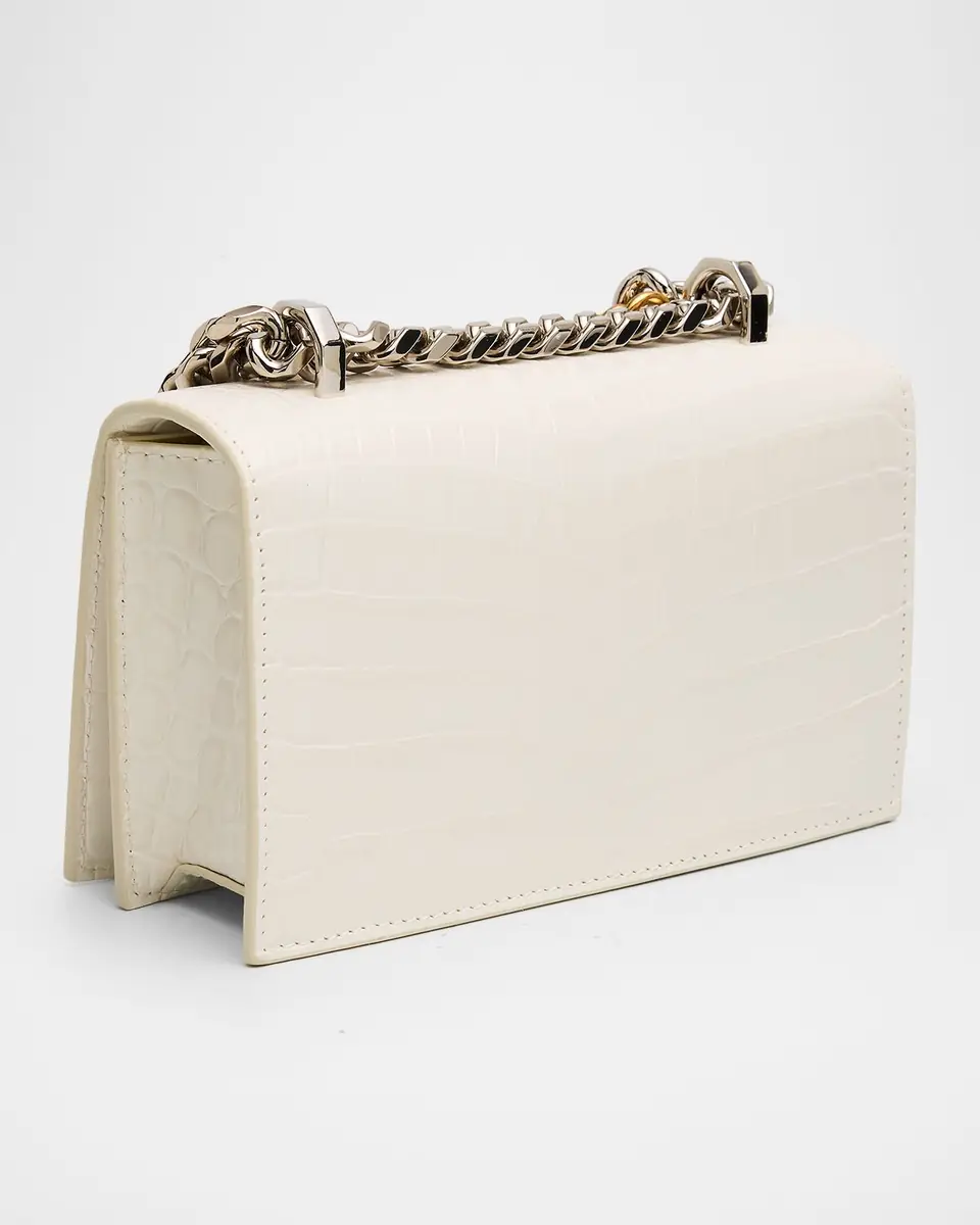 Alexander McQueen Mini Jeweled Croc-Embossed Satchel Bag | Thumbnail 2