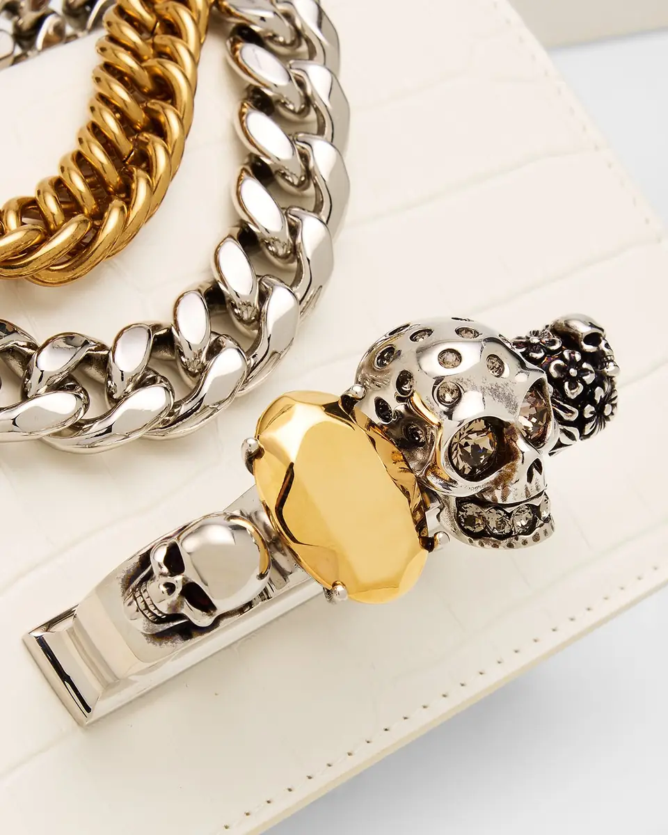 Alexander McQueen Mini Jeweled Croc-Embossed Satchel Bag | Thumbnail 5