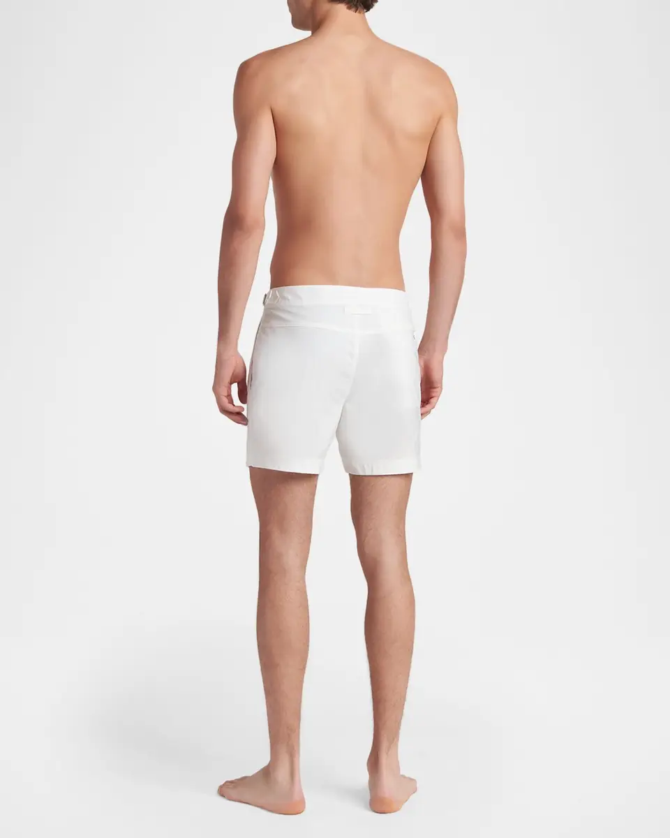 Tom Ford Men's Poplin Waistband-Tab Swim Trunks | Thumbnail 2 Tom Ford Men's Poplin Waistband-Tab Swim Trunks | Thumbnail 2
