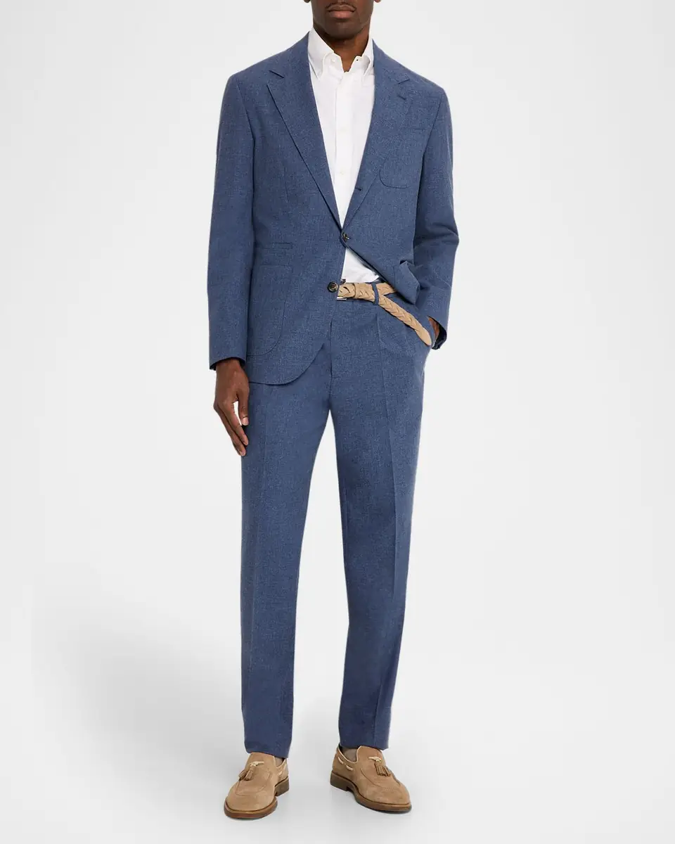 Brunello Cucinelli Men's Tailored-Fit Pleated Trousers | Thumbnail 2