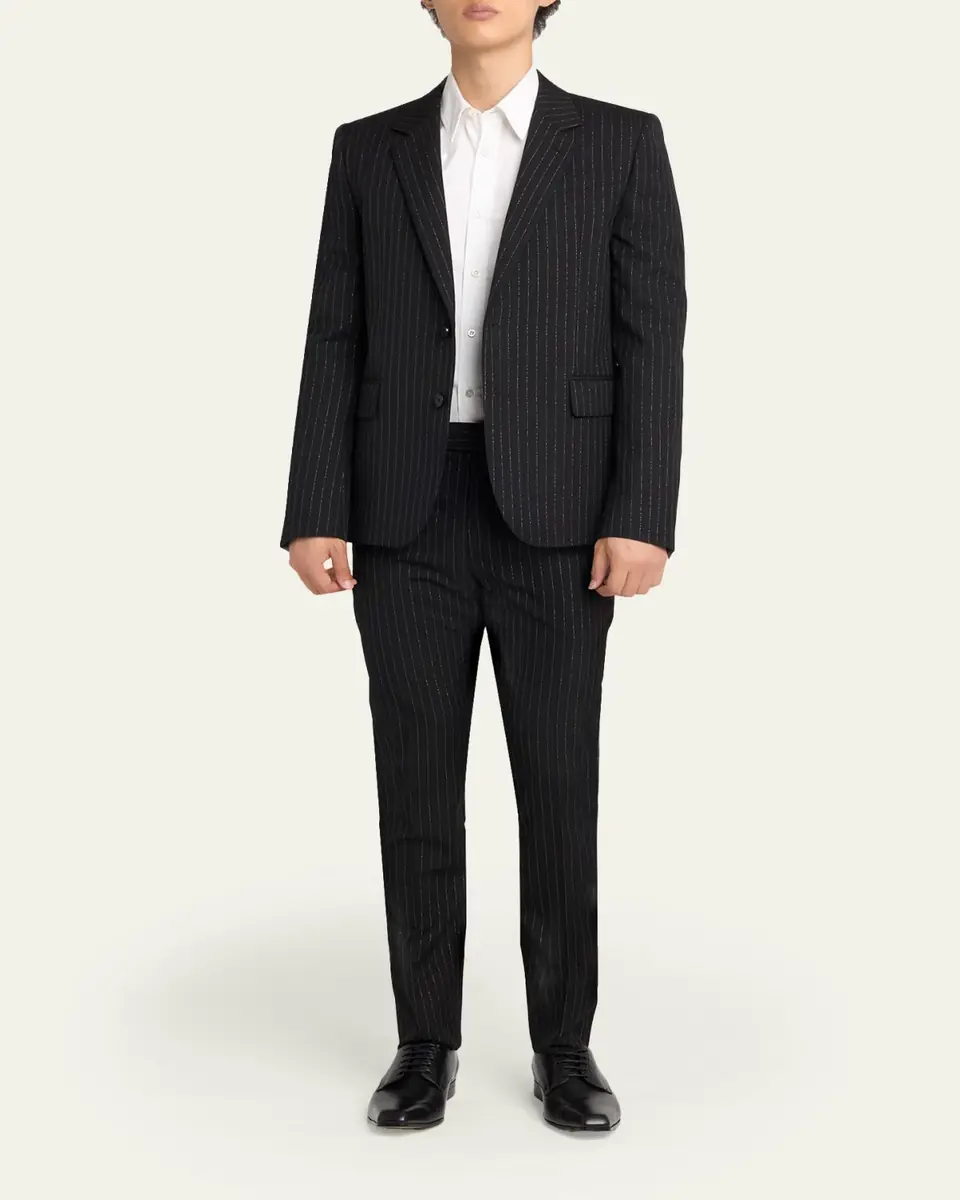 Alexander McQueen Men's Pinstripe Wool Cigarette Trousers | Thumbnail 2 Alexander McQueen Men's Pinstripe Wool Cigarette Trousers | Thumbnail 2