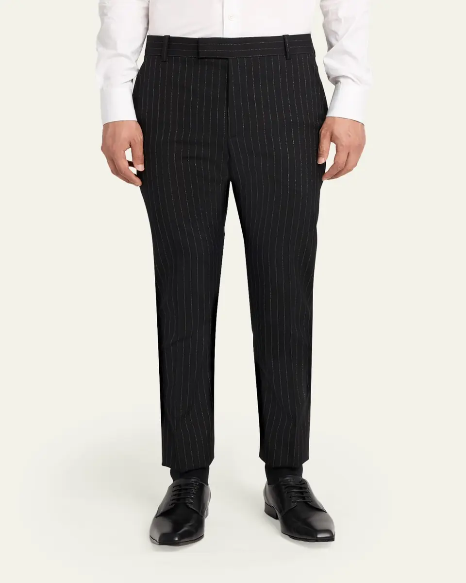 Alexander McQueen Men's Pinstripe Wool Cigarette Trousers | Thumbnail 4 Alexander McQueen Men's Pinstripe Wool Cigarette Trousers | Thumbnail 4