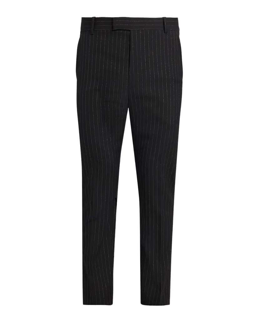 Alexander McQueen Men's Pinstripe Wool Cigarette Trousers | Image 1 Alexander McQueen Men's Pinstripe Wool Cigarette Trousers | Image 1