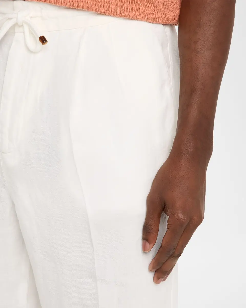 Brunello Cucinelli Men's Dyed Linen Pleated Drawstring Pants | Thumbnail 4 Brunello Cucinelli Men's Dyed Linen Pleated Drawstring Pants | Thumbnail 4