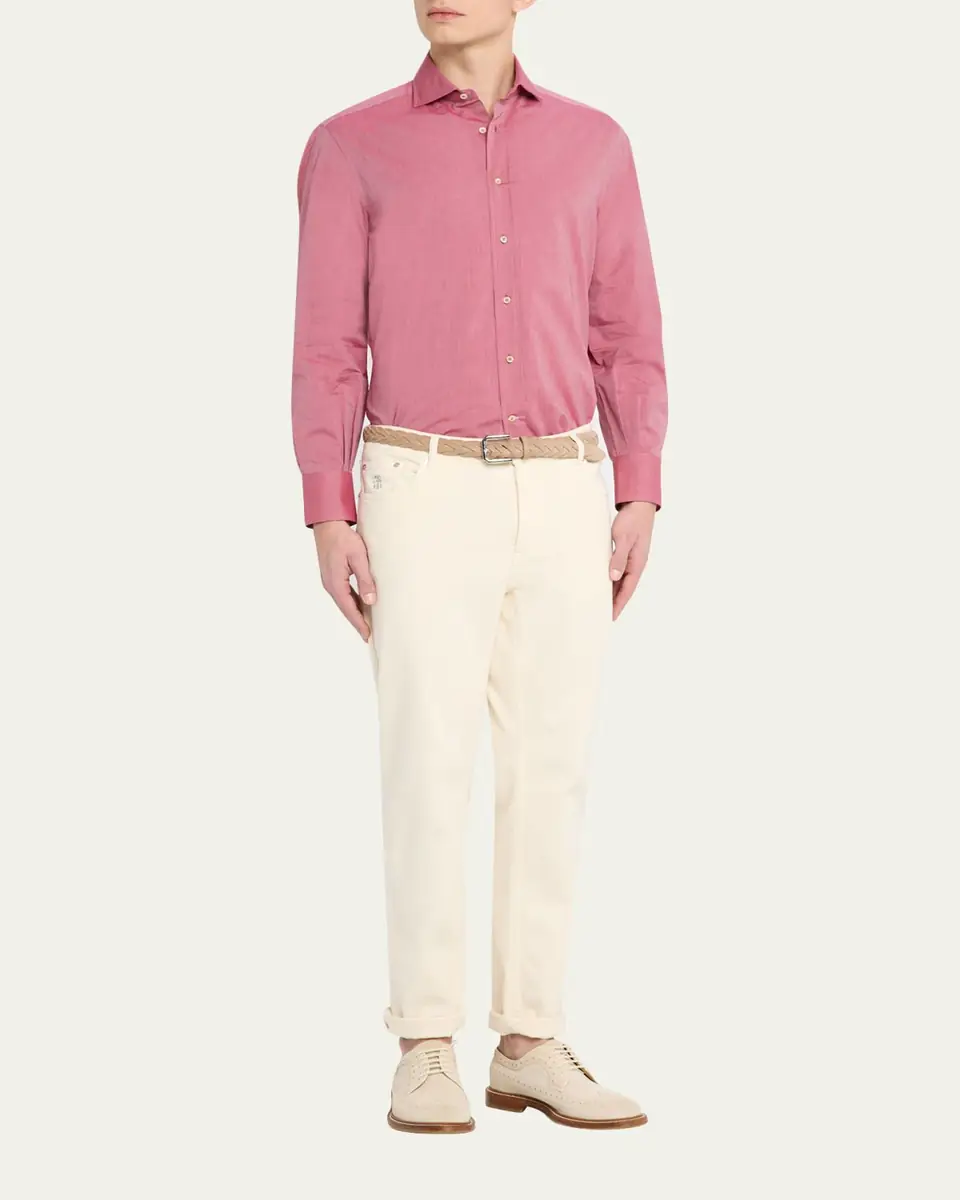Brunello Cucinelli Men's Cotton Slim-Fit Button-Down Shirt | Thumbnail 2 Brunello Cucinelli Men's Cotton Slim-Fit Button-Down Shirt | Thumbnail 2
