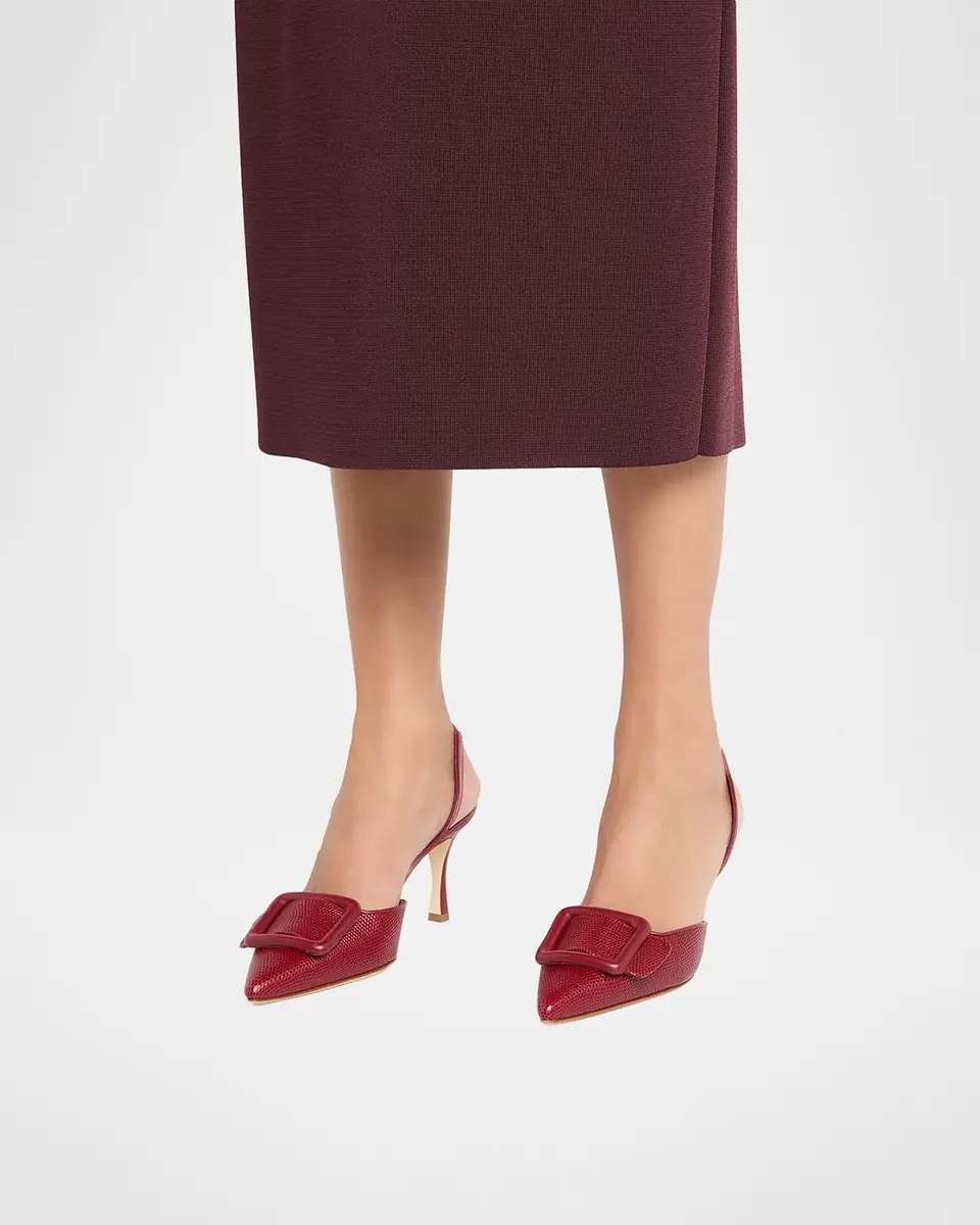 Manolo Blahnik 70mm Mayslibi Embossed Leather Slingback Pumps | Thumbnail 6 Manolo Blahnik 70mm Mayslibi Embossed Leather Slingback Pumps | Thumbnail 6