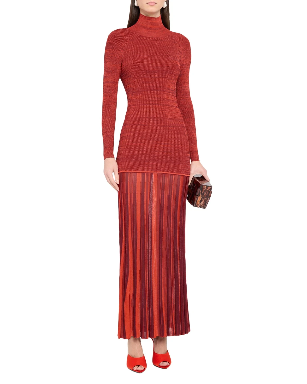 Turtleneck Drop-Waist Pleated Maxi Dress Turtleneck Drop-Waist Pleated Maxi Dress