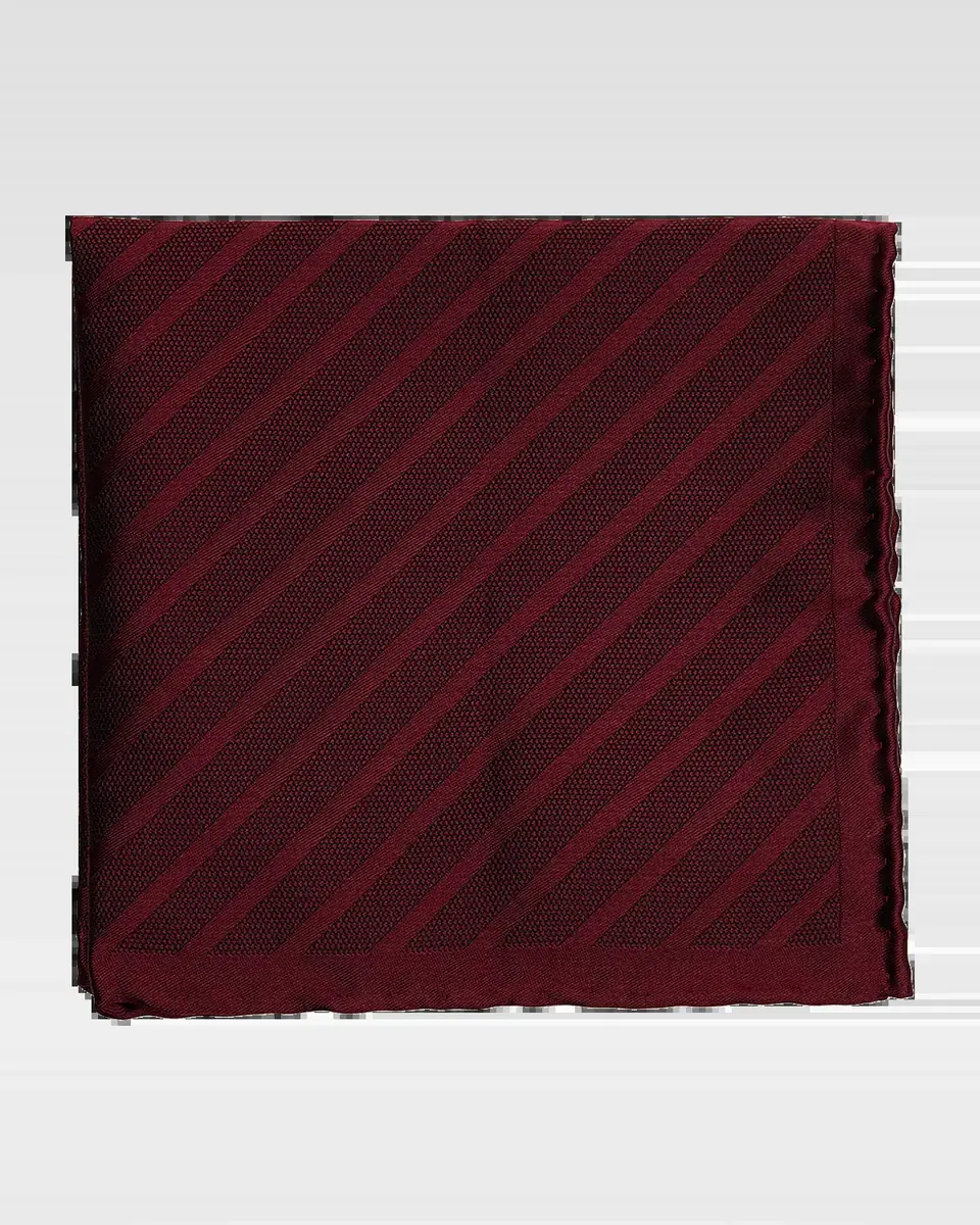 Brunello Cucinelli Men's Tonal Stripe Silk Pocket Square | Thumbnail 2