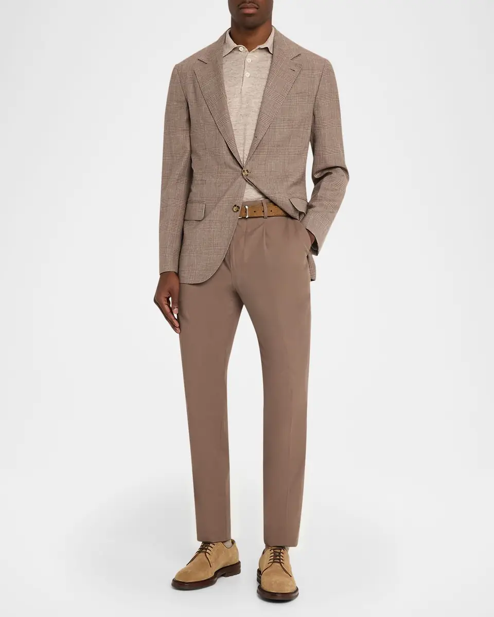 Brunello Cucinelli Men's Linen and Cotton Heathered Polo Shirt | Thumbnail 23 Brunello Cucinelli Men's Linen and Cotton Heathered Polo Shirt | Thumbnail 23