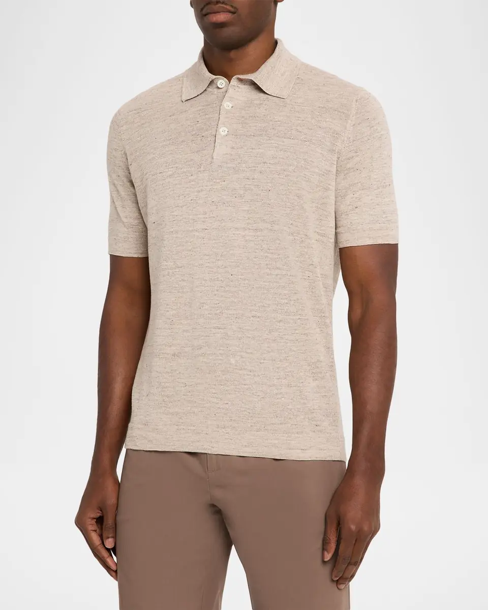 Brunello Cucinelli Men's Linen and Cotton Heathered Polo Shirt | Thumbnail 25 Brunello Cucinelli Men's Linen and Cotton Heathered Polo Shirt | Thumbnail 25