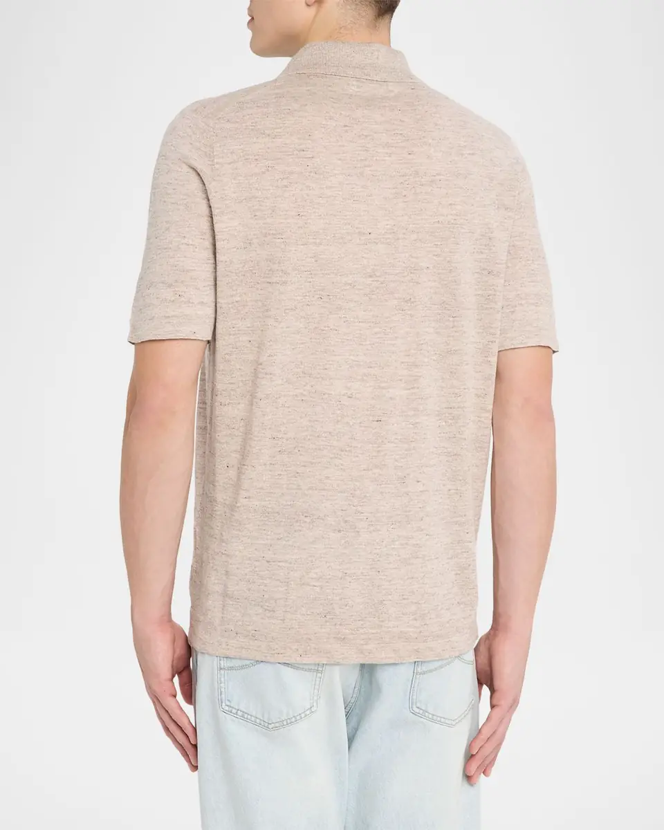 Brunello Cucinelli Men's Linen and Cotton Heathered Polo Shirt | Thumbnail 28 Brunello Cucinelli Men's Linen and Cotton Heathered Polo Shirt | Thumbnail 28