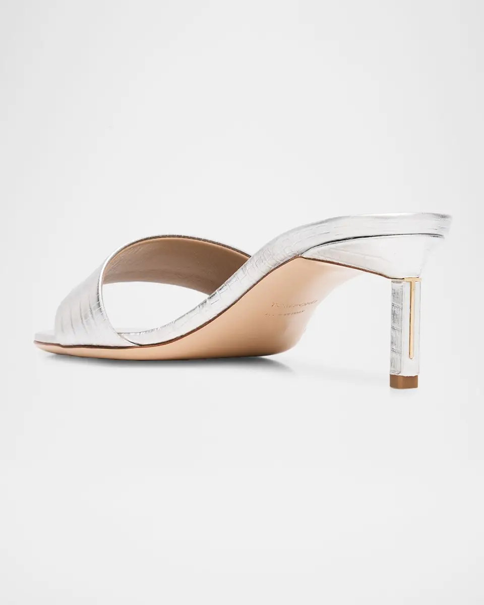 Tom Ford 55mm Embossed Metallic Leather Kitten-Heel Mules | Thumbnail 3 Tom Ford 55mm Embossed Metallic Leather Kitten-Heel Mules | Thumbnail 3