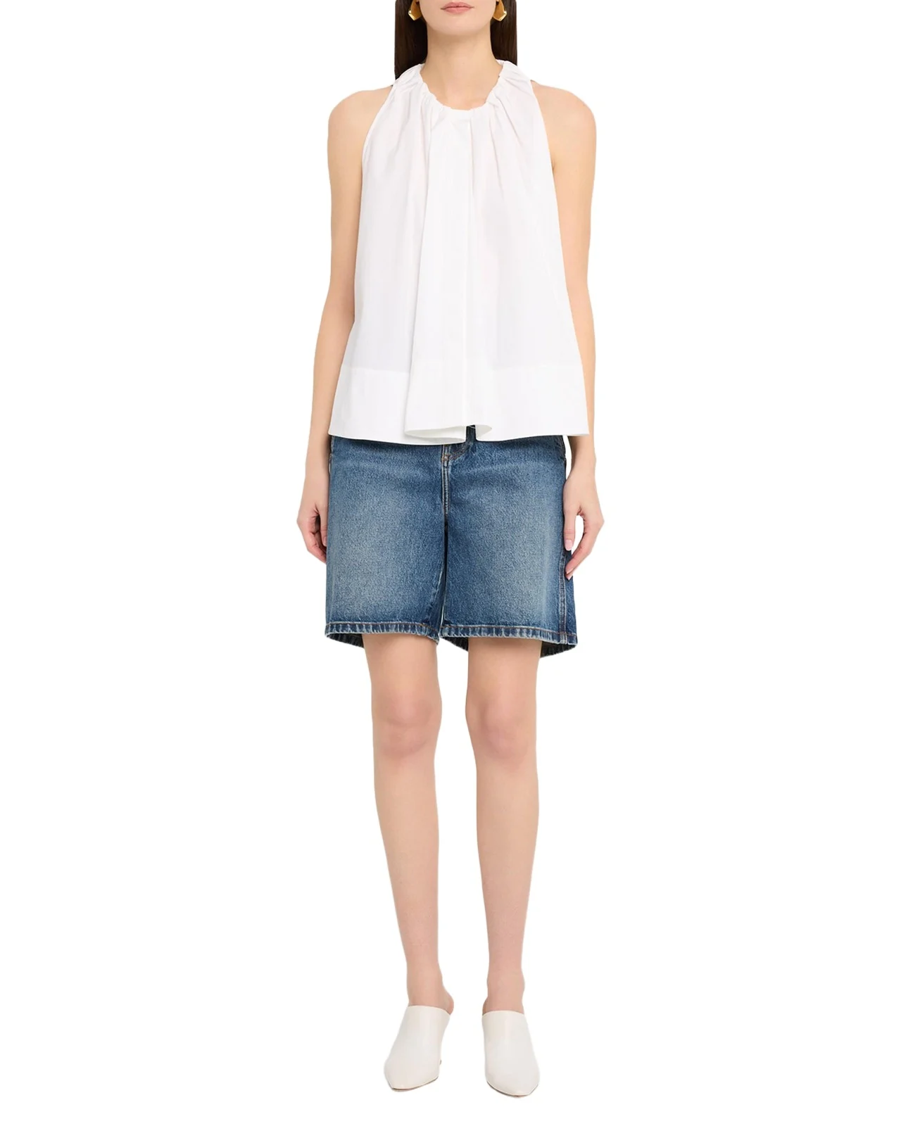 Sleeveless Gathered Tunic Shirt Sleeveless Gathered Tunic Shirt