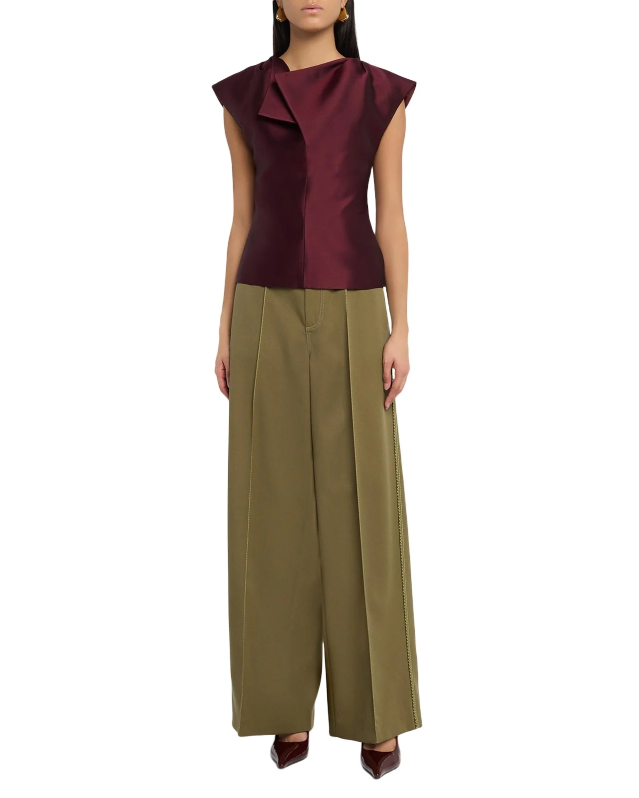 Belted Pintuck Wool Twill Wide-Leg Pants Belted Pintuck Wool Twill Wide-Leg Pants