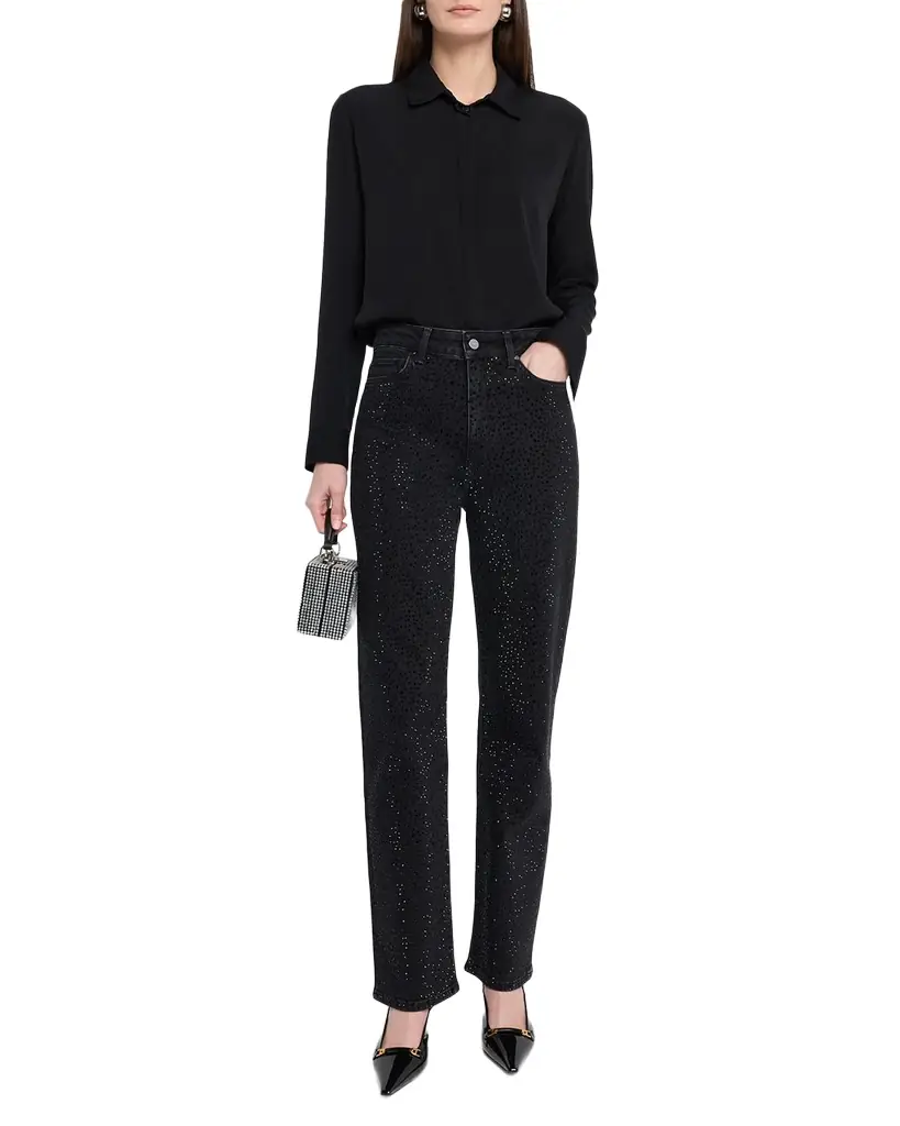 PAIGE Stevie Embellished Straight Ankle Jeans | Image 1 PAIGE Stevie Embellished Straight Ankle Jeans | Image 1