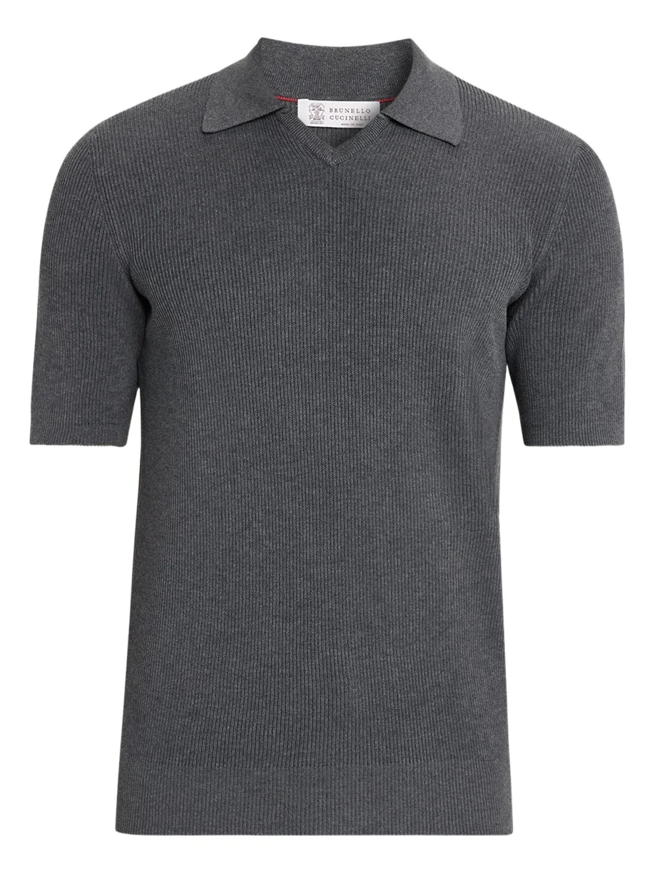 Men's Cotton Rib Johnny Collar Polo Sweater Men's Cotton Rib Johnny Collar Polo Sweater
