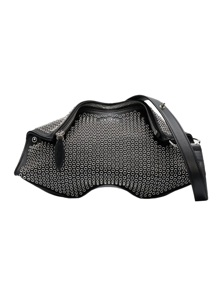 Alexander McQueen Manta Eyelet-Covered Leather Clutch Bag