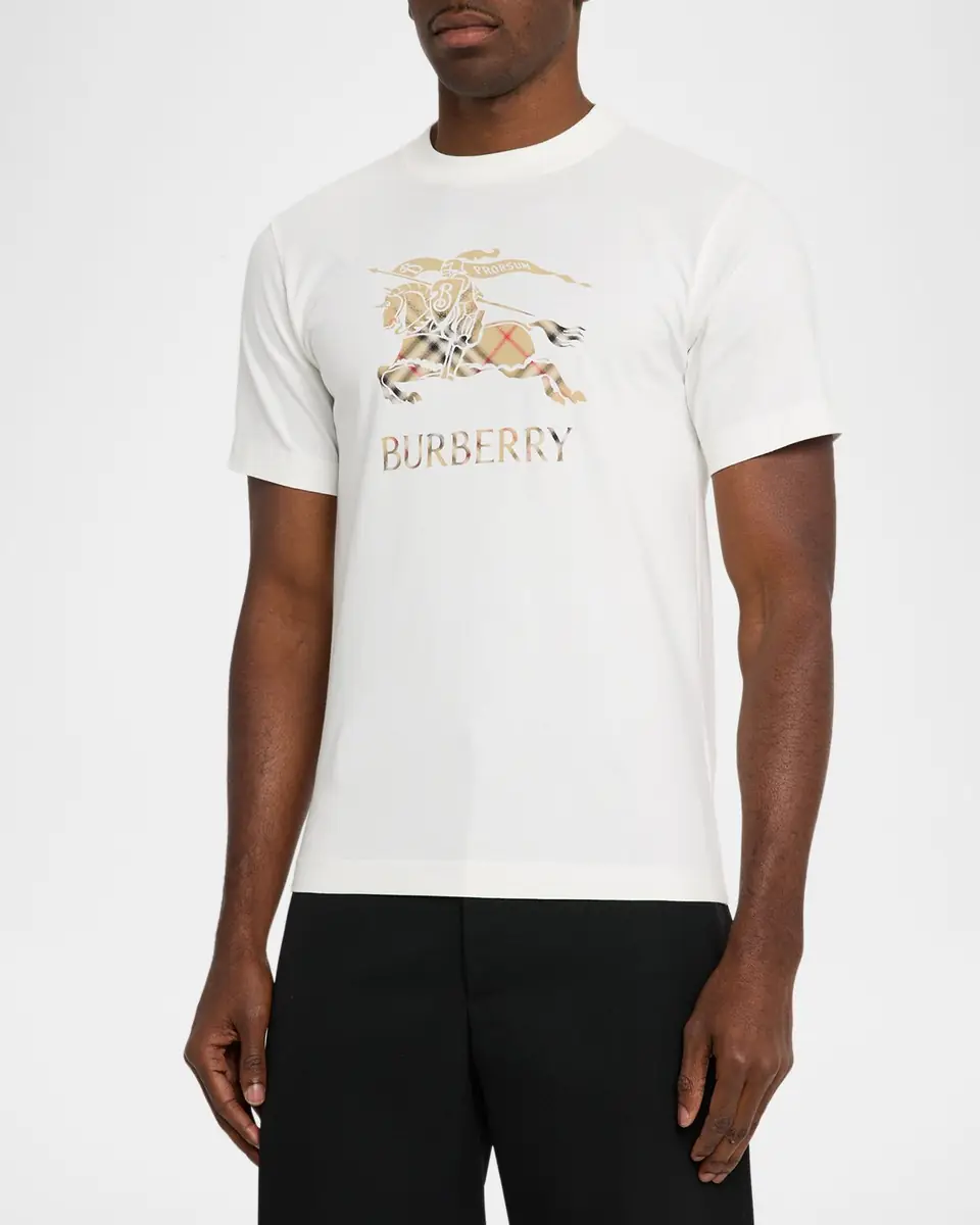Burberry Men's Check EKD Cotton T-Shirt | Thumbnail 4