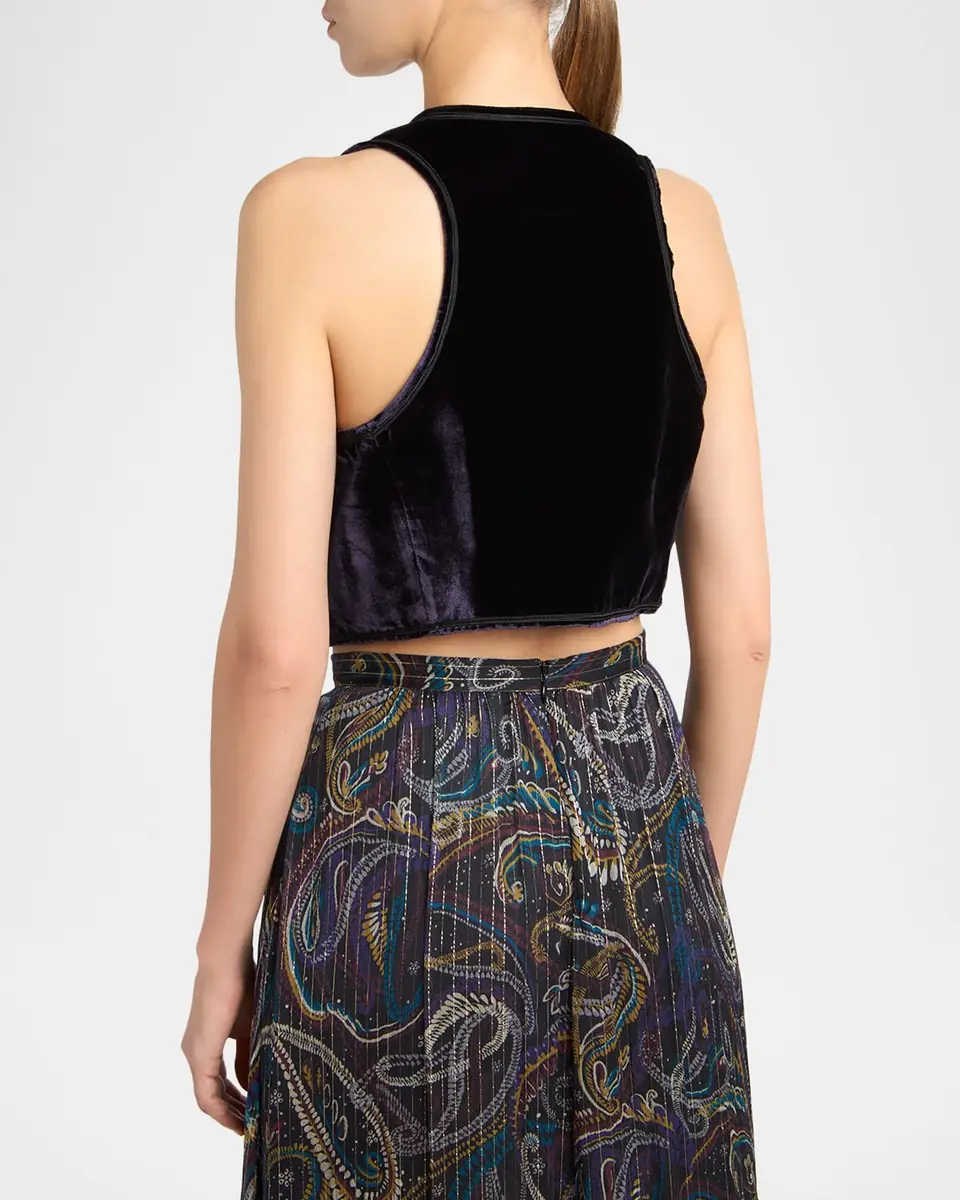 Etro Embellished Paisley Velvet Cropped Vest | Thumbnail 2 Etro Embellished Paisley Velvet Cropped Vest | Thumbnail 2