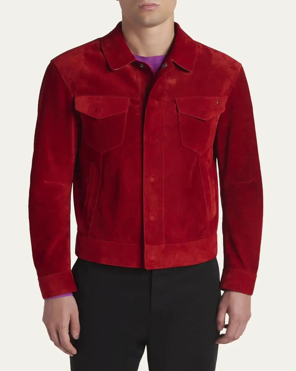 TOM FORD Men's Suede Snap-Front Western Jacket | Thumbnail 4 TOM FORD Men's Suede Snap-Front Western Jacket | Thumbnail 4