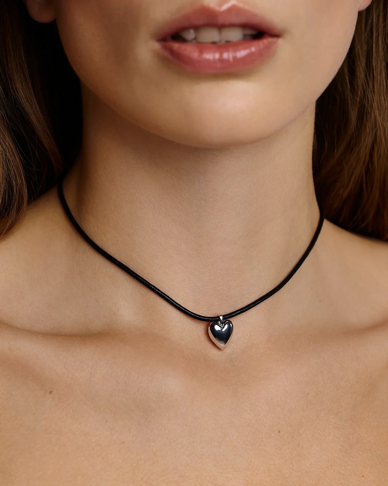 Jennifer Fisher Small Puffy Heart Leather Cord Necklace Jennifer Fisher Small Puffy Heart Leather Cord Necklace