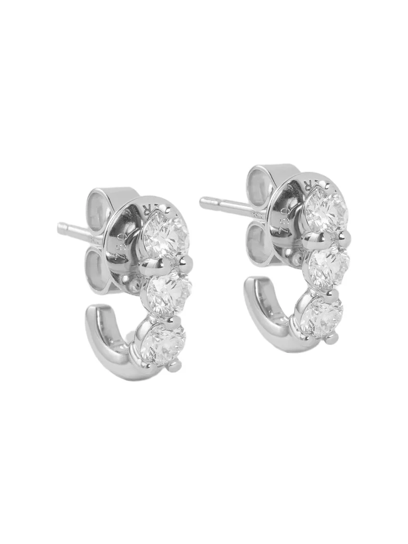 Floating Three Diamond Huggie 18K White Gold Floating Three Diamond Huggie 18K White Gold