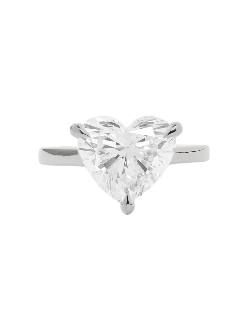 Heart Lab Diamond Ring 18K White Gold / 4 Heart Lab Diamond Ring 18K White Gold / 4