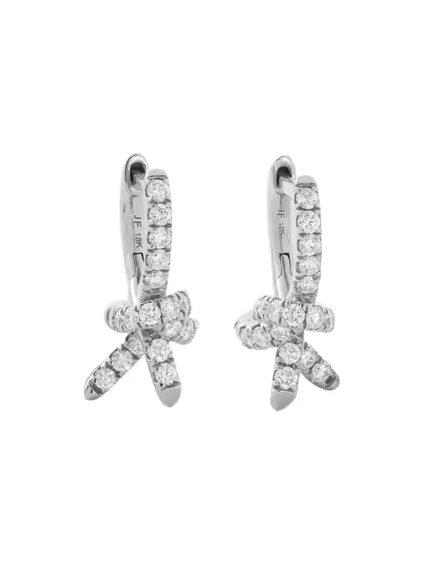 Jennifer Fisher Knot Micro Huggie with Pavé White Diamonds Single Right Ear / 18K White Gold