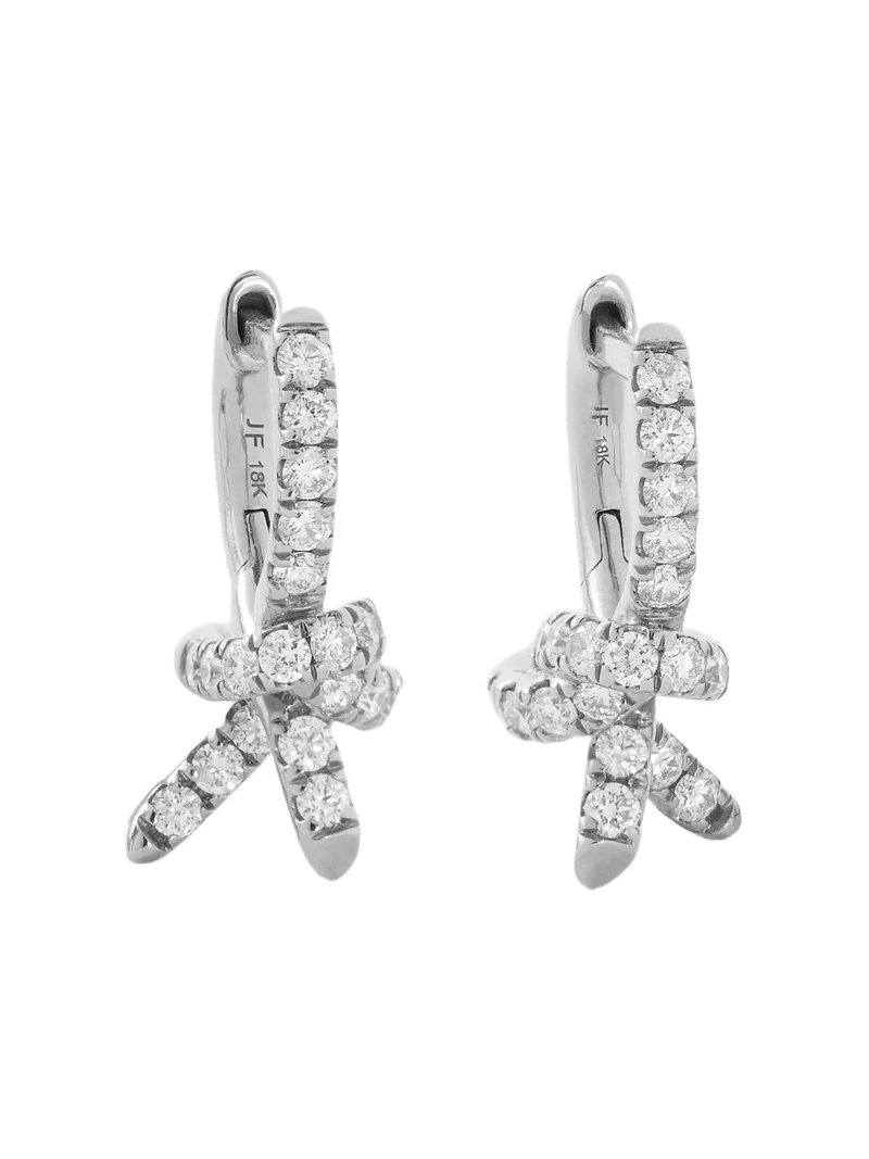 Knot Micro Huggie with Pavé White Diamonds Single Right Ear / 18K White Gold Knot Micro Huggie with Pavé White Diamonds Single Right Ear / 18K White Gold