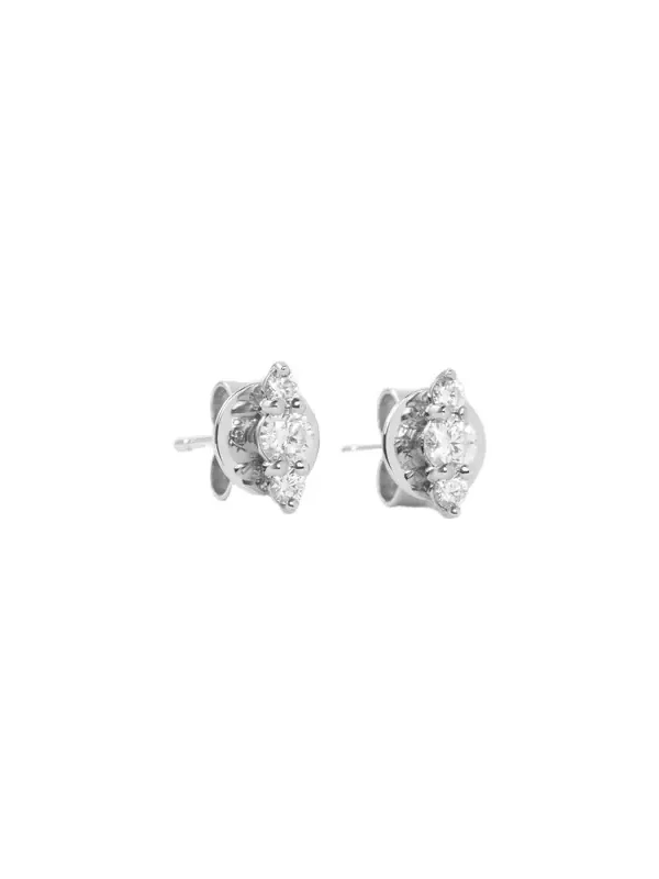 Jennifer Fisher Floating Three Diamond Stud Earring 18K White Gold