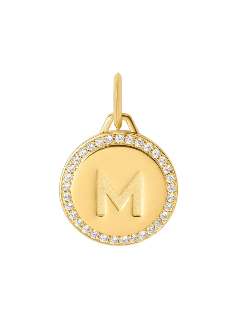 Jennifer Fisher Jennifer Fisher Personalized Small Luxe Circle Charm with Pavé White Diamonds 18K Yellow Gold