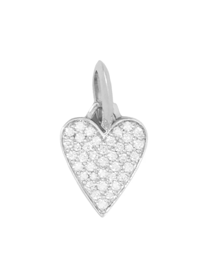 Jennifer Fisher Small Heart with Pavé White Diamonds 18K White Gold