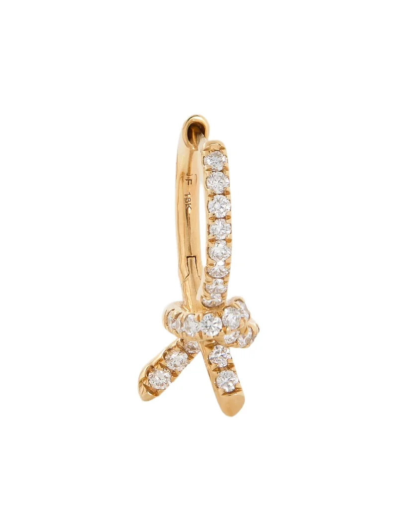 Knot Huggie with Pavé White Diamonds Right Ear / 18K White Gold Knot Huggie with Pavé White Diamonds Right Ear / 18K White Gold