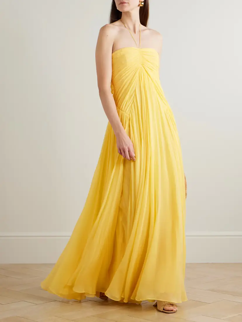 Cult Gaia Ritz Gathered Silk-chiffon Halterneck Maxi Dress | Thumbnail 2