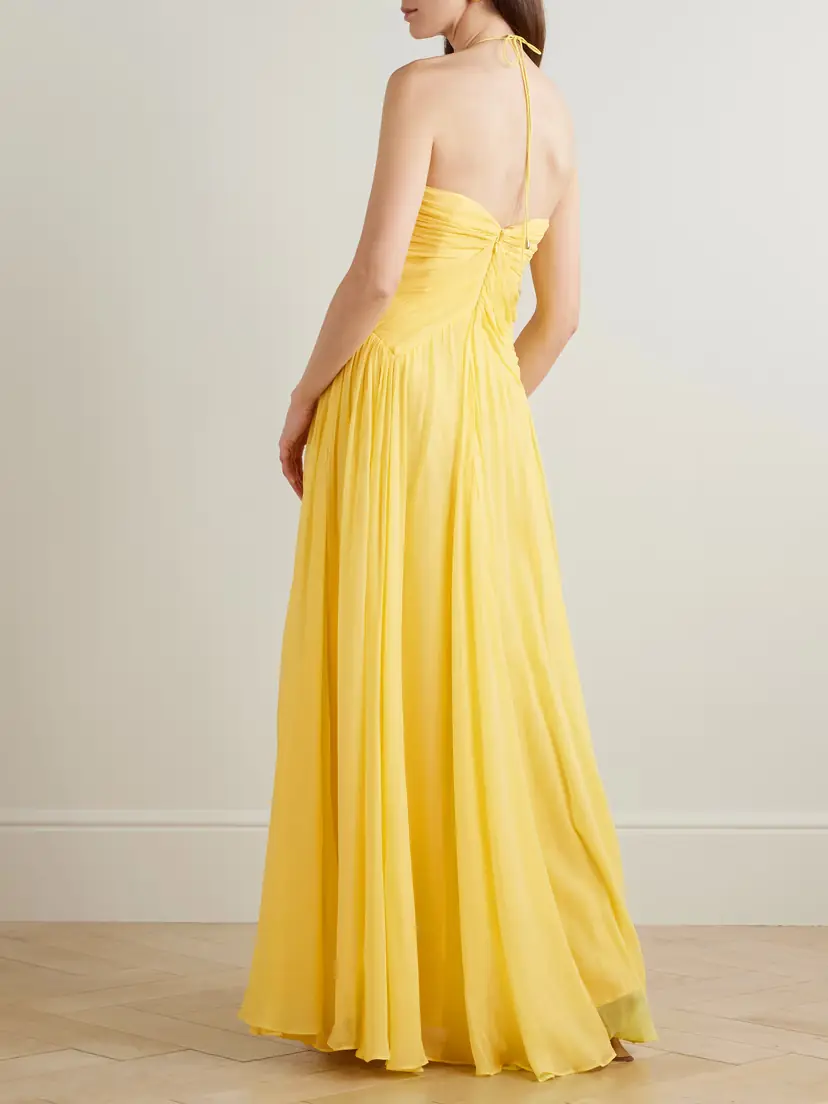 Cult Gaia Ritz Gathered Silk-chiffon Halterneck Maxi Dress | Thumbnail 3