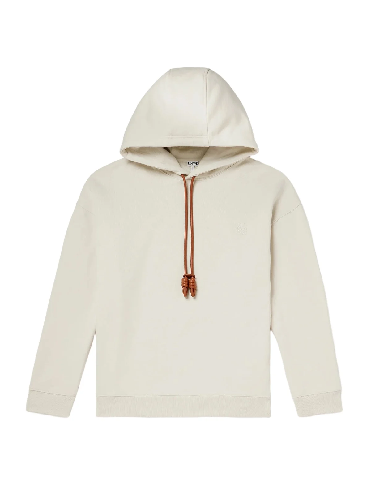 Loewe Logo-Embroidered Leather-Trimmed Cotton-Jersey Hoodie - Men