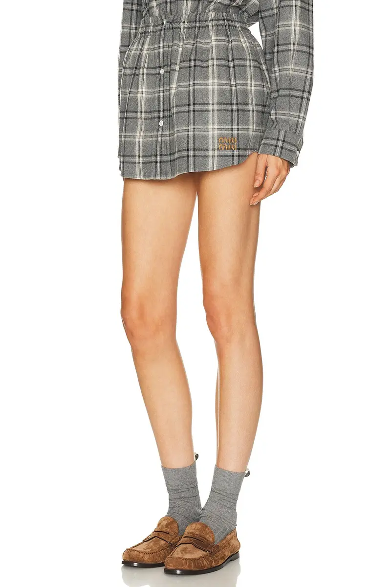 Miu Miu Flanella Check Skirt | Thumbnail 3 Miu Miu Flanella Check Skirt | Thumbnail 3