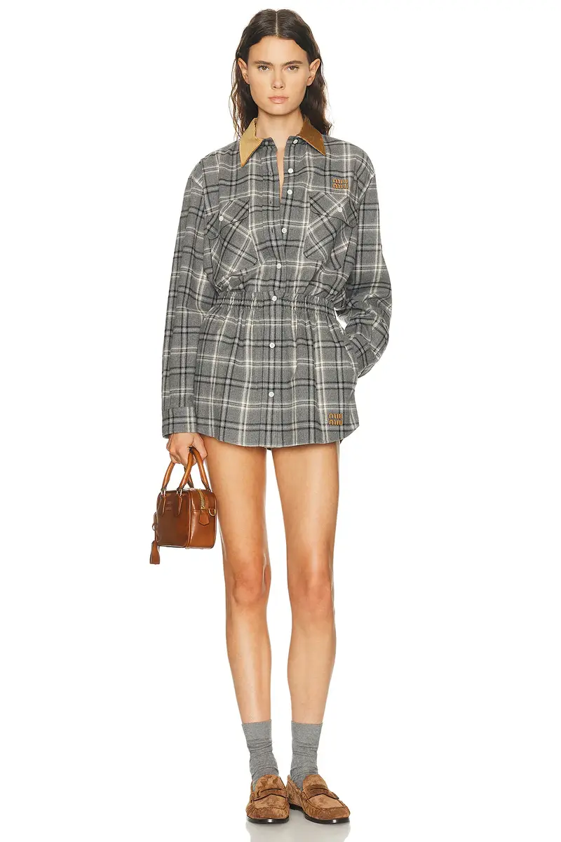 Miu Miu Flanella Check Skirt | Thumbnail 5 Miu Miu Flanella Check Skirt | Thumbnail 5