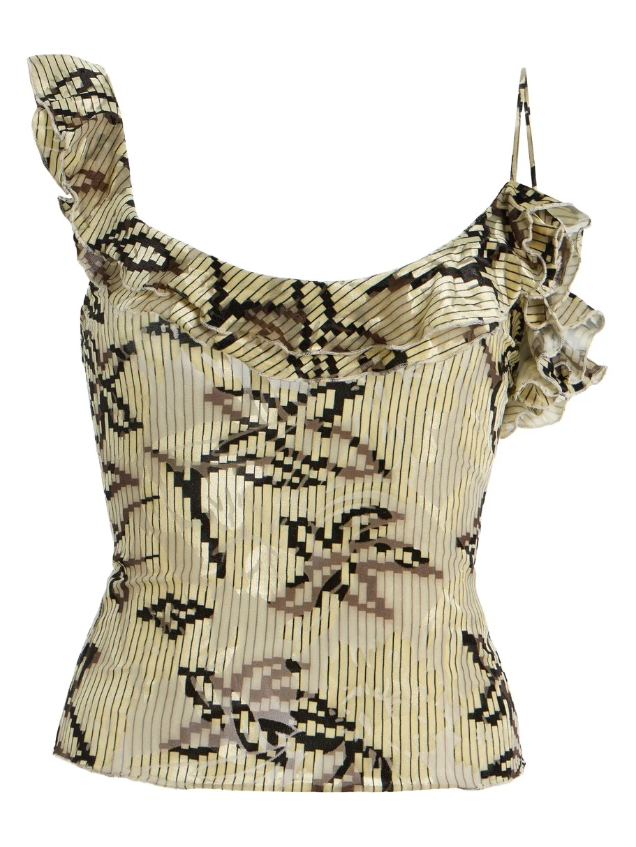 SIEDRÉS Arla Ruffled Velvet Devoré Top