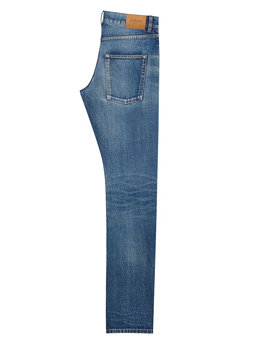 Saint Laurent Men's Slim Jeans in Denim - South Blue | Thumbnail 2 Saint Laurent Men's Slim Jeans in Denim - South Blue | Thumbnail 2