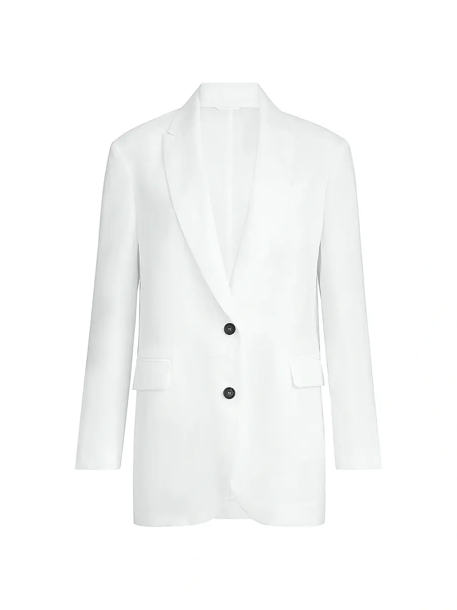 Brunello Cucinelli Women's Cotton Blazer with Monili - White | Image 1 Brunello Cucinelli Women's Cotton Blazer with Monili - White | Image 1